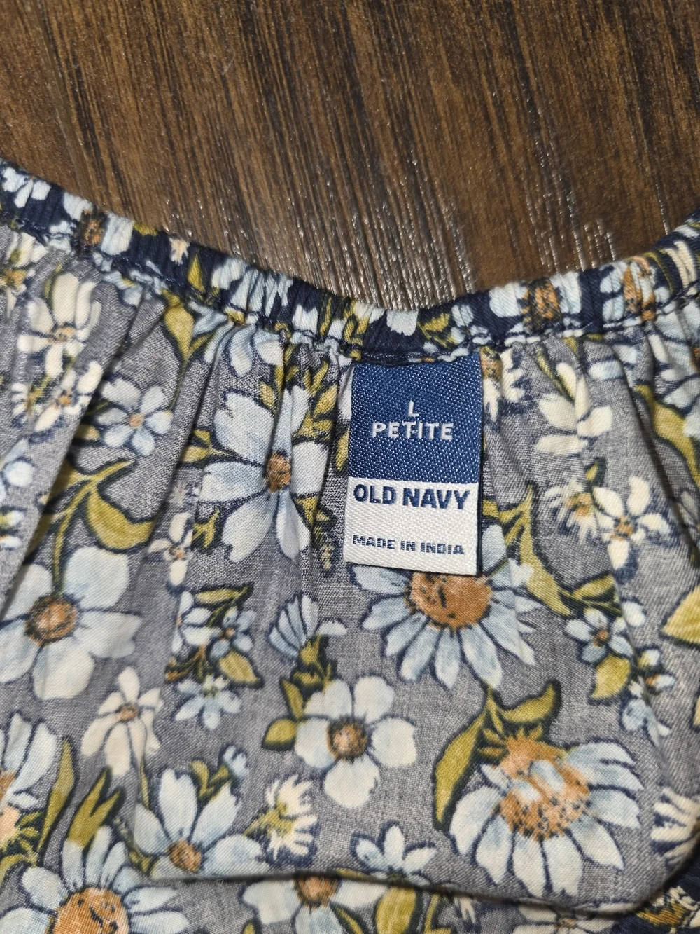 Old Navy Navy Floral V-Neck Smocked Peplum Blouse